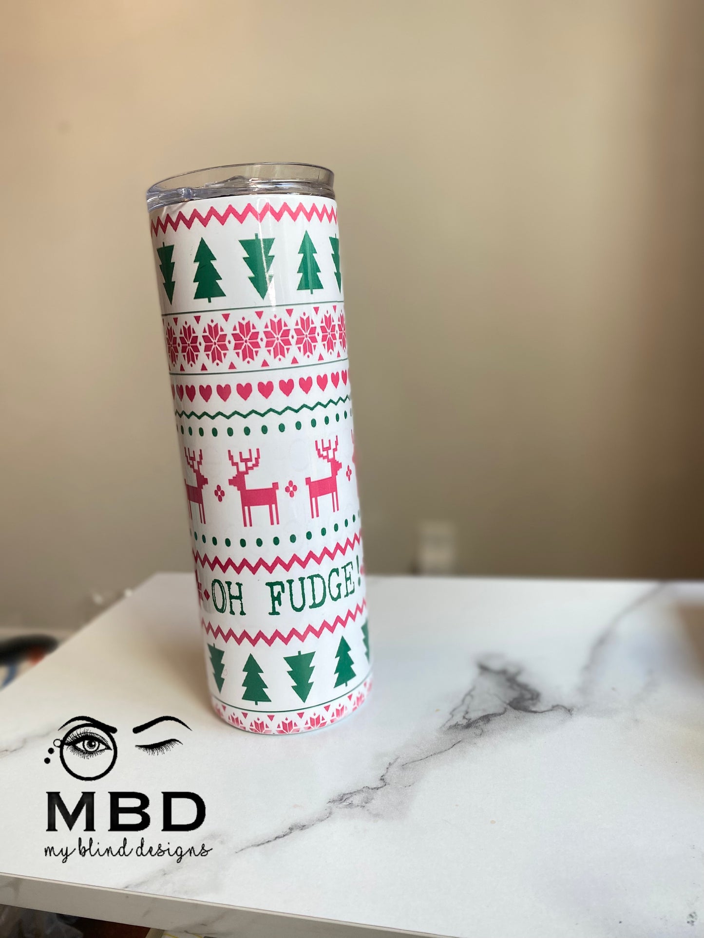 ”Oh Fudge” Christmas sweater 20 oz tumbler