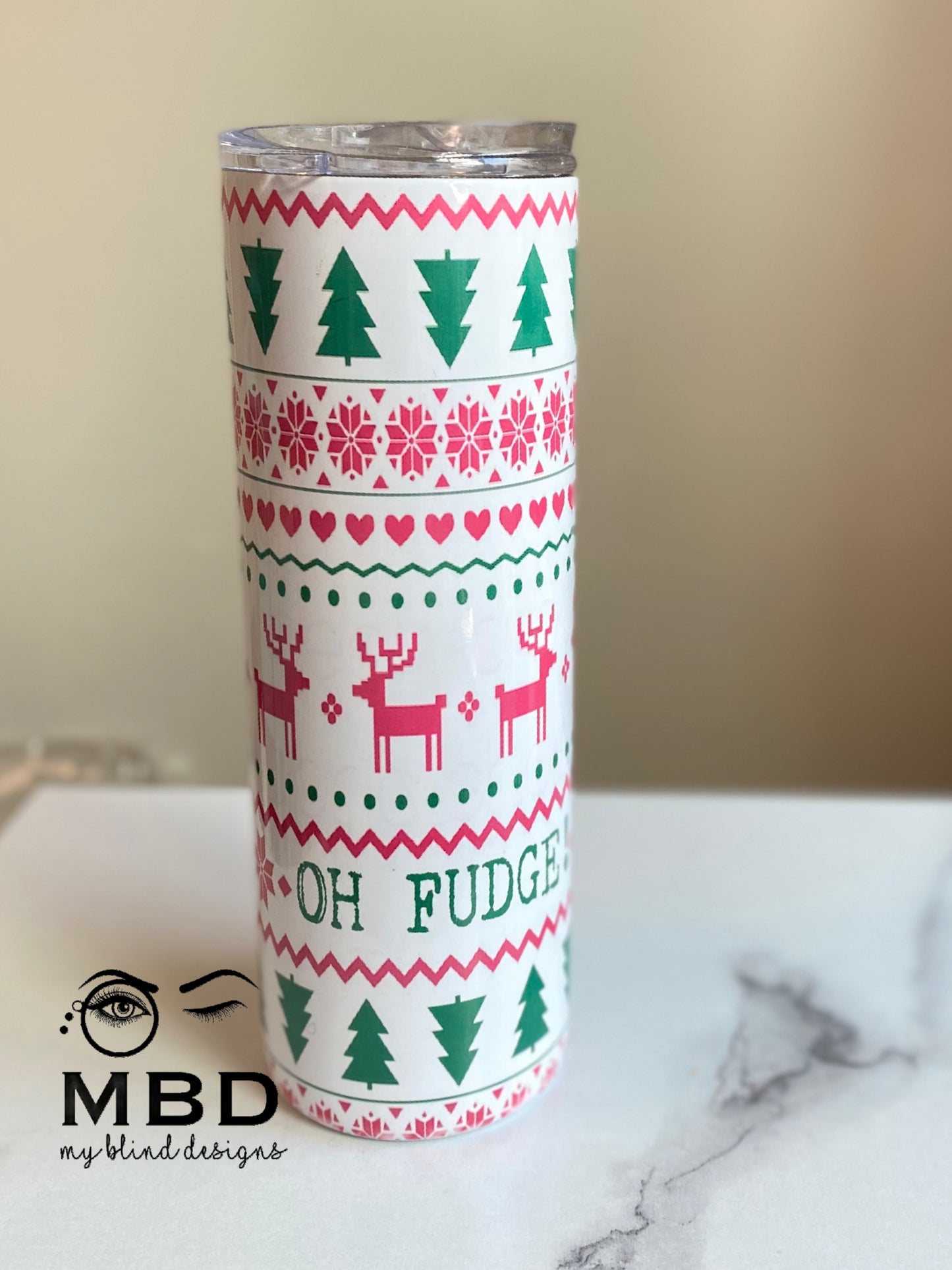 ”Oh Fudge” Christmas sweater 20 oz tumbler