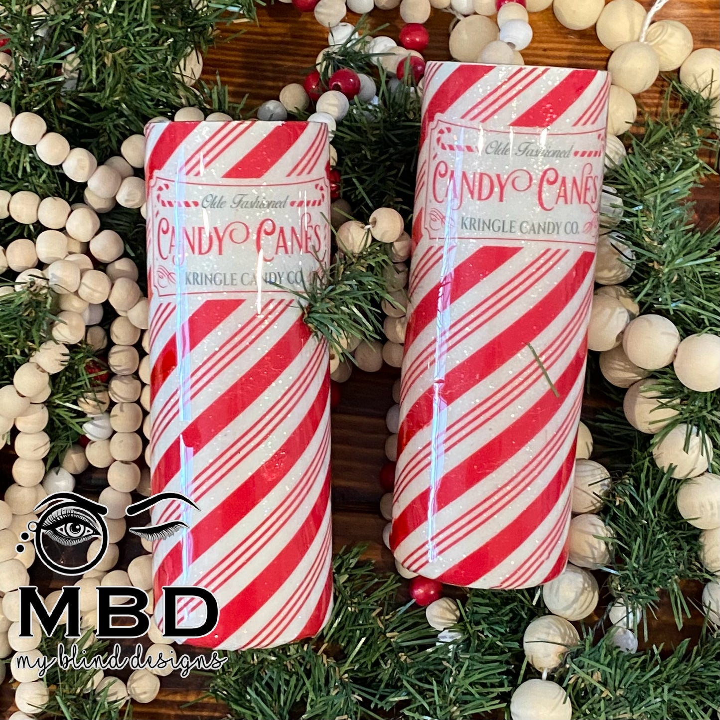 Candy cane 20 oz epoxy tumbler